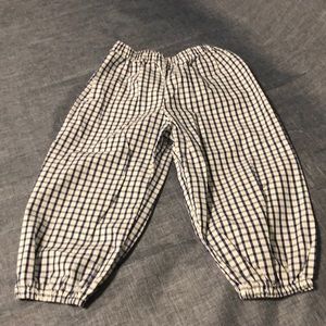 Navy and white windowpane bubble pants